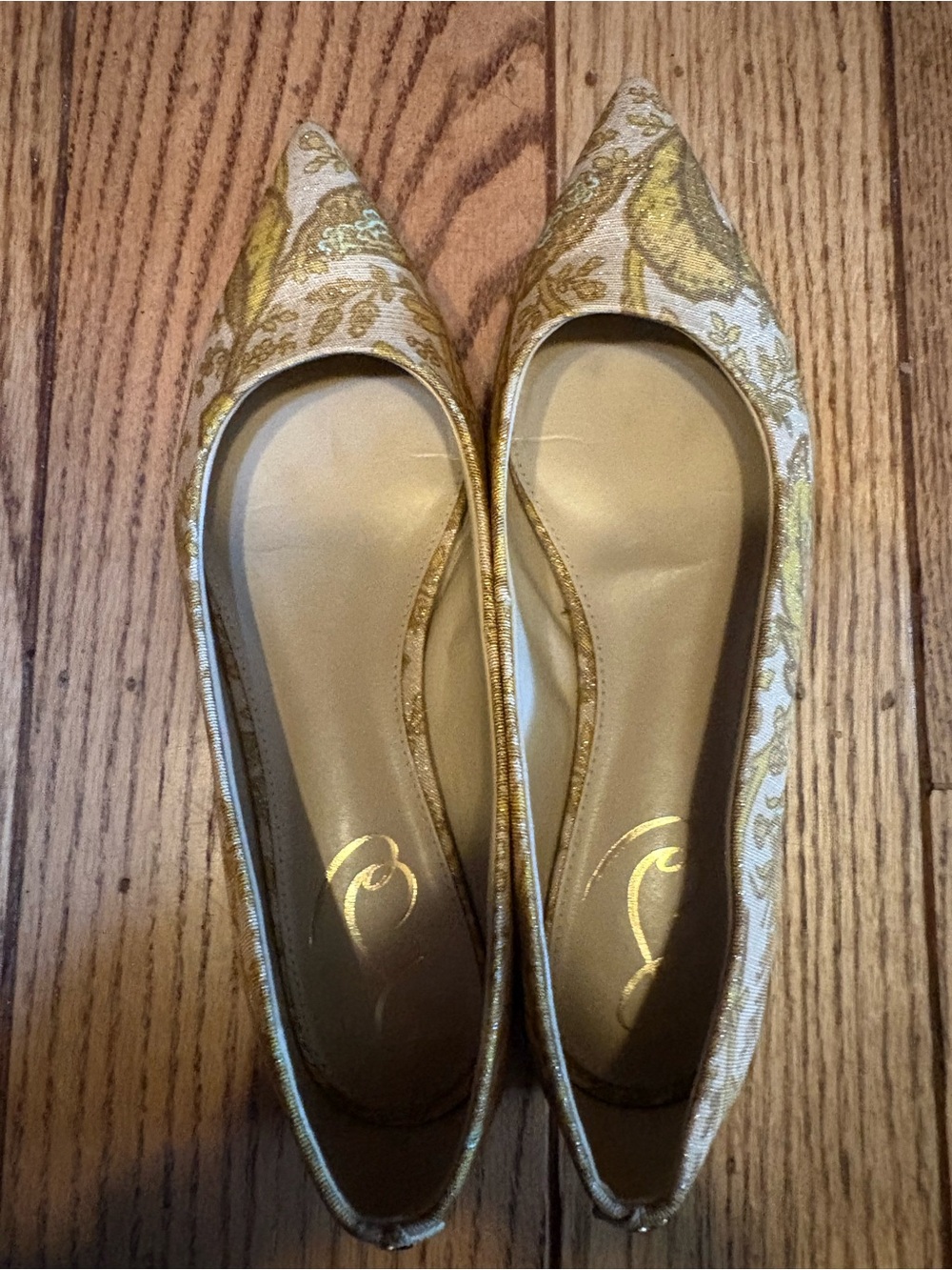 Sam Edelman Wanda Gold Brocade Pointed Ballet Flats Size 8